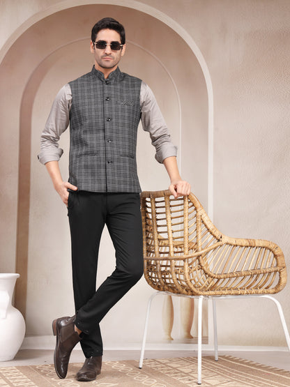 VASTRAA FUSION Men's Traditional Woolen Nehru Jacket Modi Waistcoat