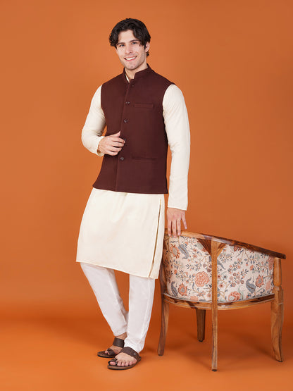 Vastraa Fusion Men's Traditional Woolen Nehru Jacket Modi Waistcoat