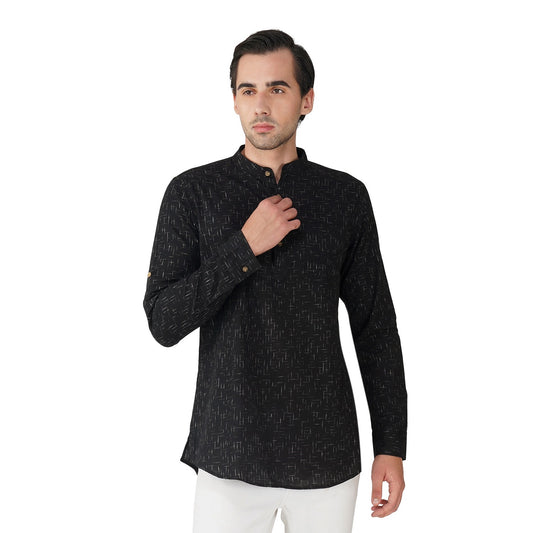 Vastraa Fusion Ikat Pattern Short Kurta For Men