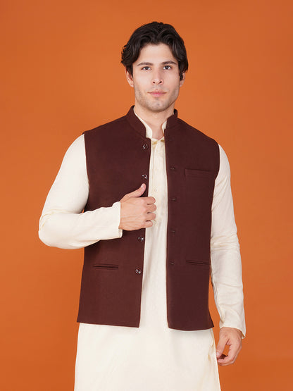 Vastraa Fusion Men's Traditional Woolen Nehru Jacket Modi Waistcoat