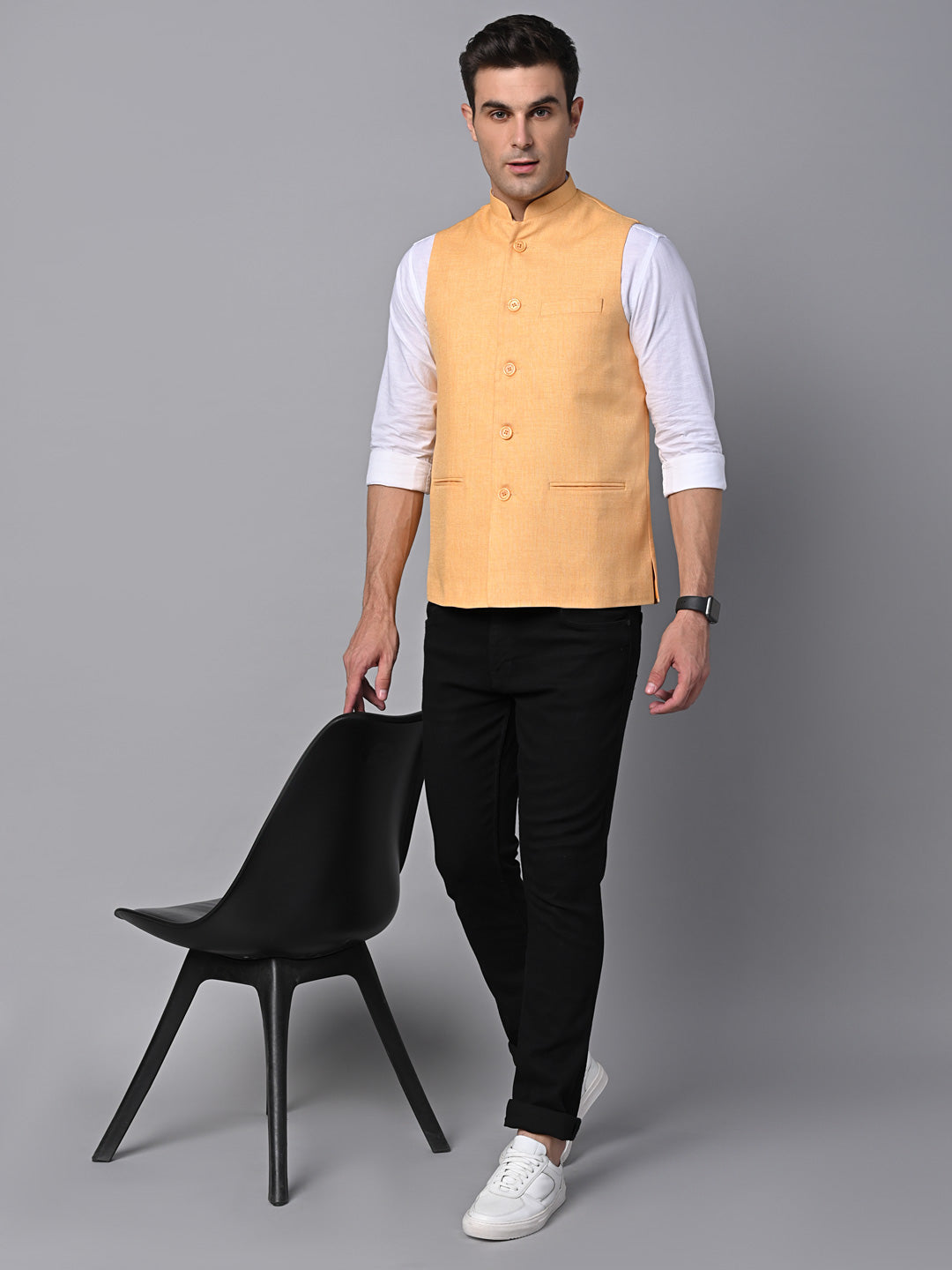 Vastraa Fusion Men's Indian Traditional Cotton Nehru Jacket/Waistcoat