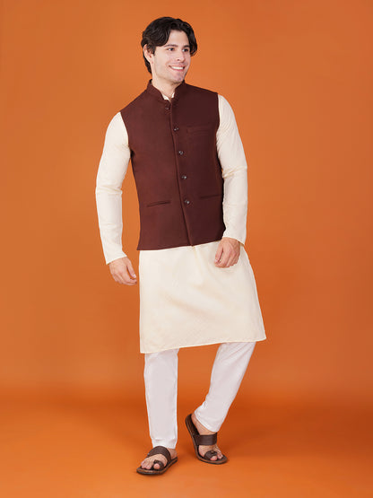 Vastraa Fusion Men's Traditional Woolen Nehru Jacket Modi Waistcoat