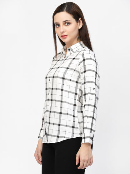 Vastraa Fusion Women's Rayon Checkered Shirt