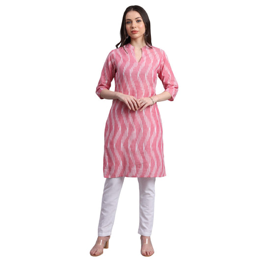 Vastraa Fusion Women's Pure Cotton Handloom Ikat Work Kurta/Kurti