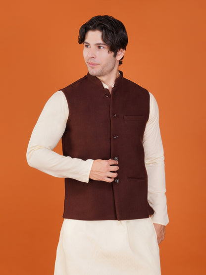 Vastraa Fusion Men's Traditional Woolen Nehru Jacket Modi Waistcoat