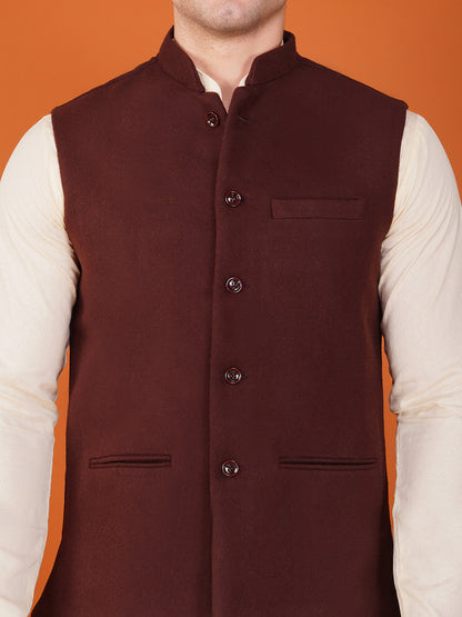 Vastraa Fusion Men's Traditional Woolen Nehru Jacket Modi Waistcoat