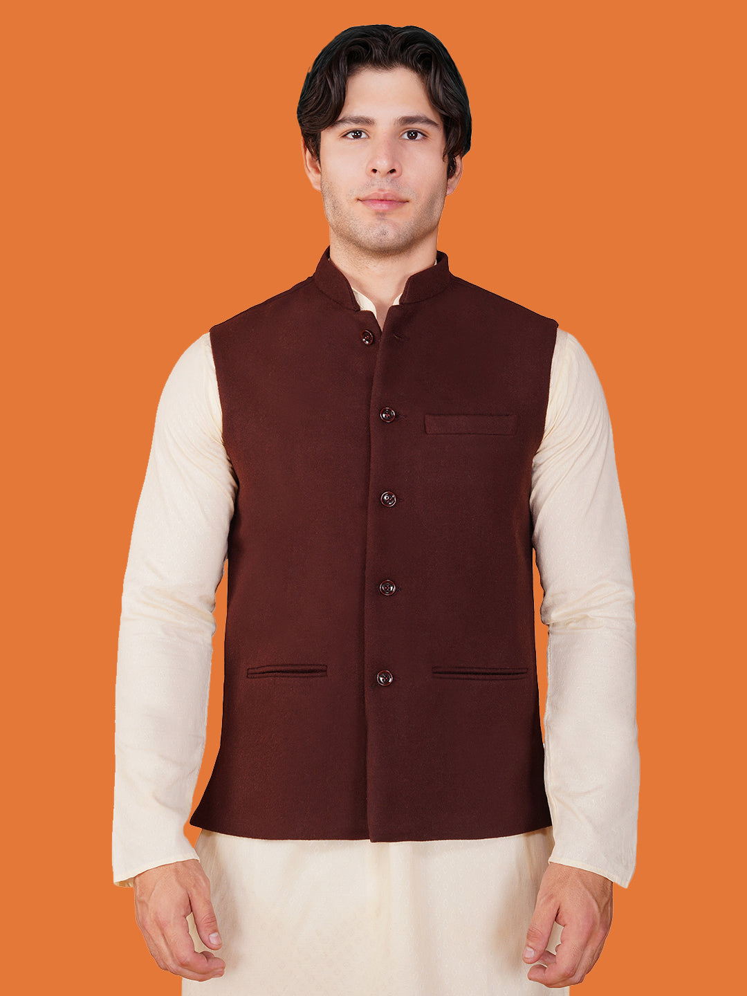 Vastraa Fusion Men's Traditional Woolen Nehru Jacket Modi Waistcoat