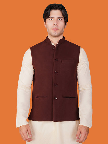 Vastraa Fusion Men's Traditional Woolen Nehru Jacket Modi Waistcoat