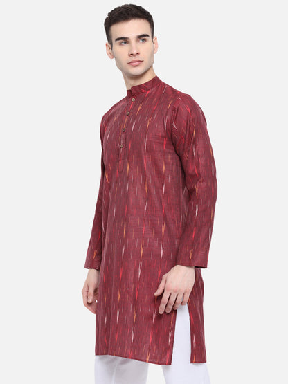 Kurta For Men South Cotton Khadi Look in Mix Ikkat Patterns Kurta