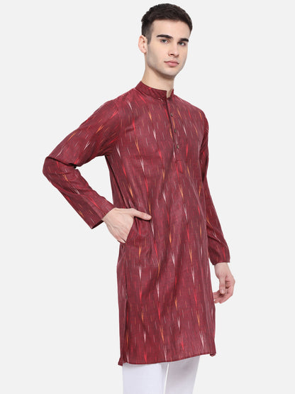 Kurta For Men South Cotton Khadi Look in Mix Ikkat Patterns Kurta