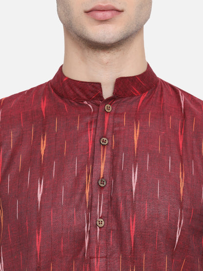 Kurta For Men South Cotton Khadi Look in Mix Ikkat Patterns Kurta