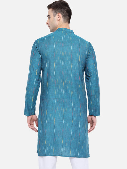Kurta For Men South Cotton Khadi Look in Mix Ikkat Patterns Kurta