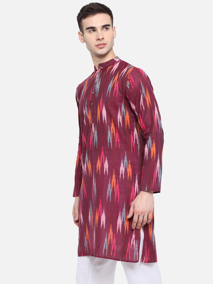 Kurta For Men South Cotton Khadi Look in Mix Ikkat Patterns Kurta