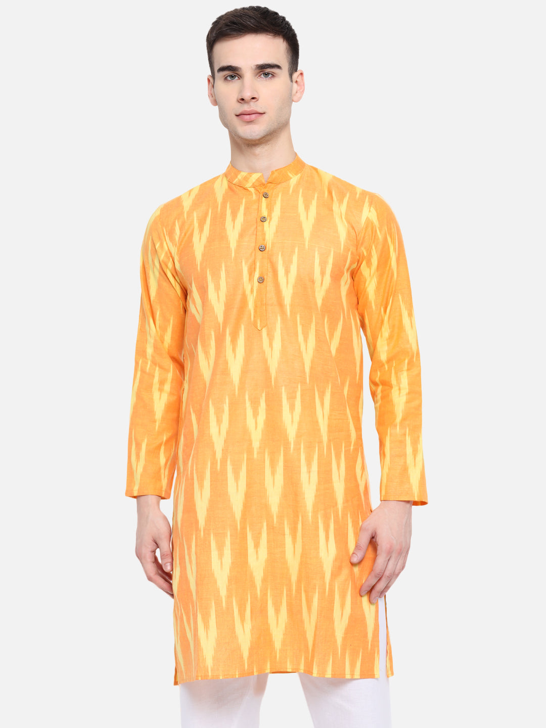 Kurta For Men South Cotton Khadi Look in Mix Ikkat Patterns Kurta