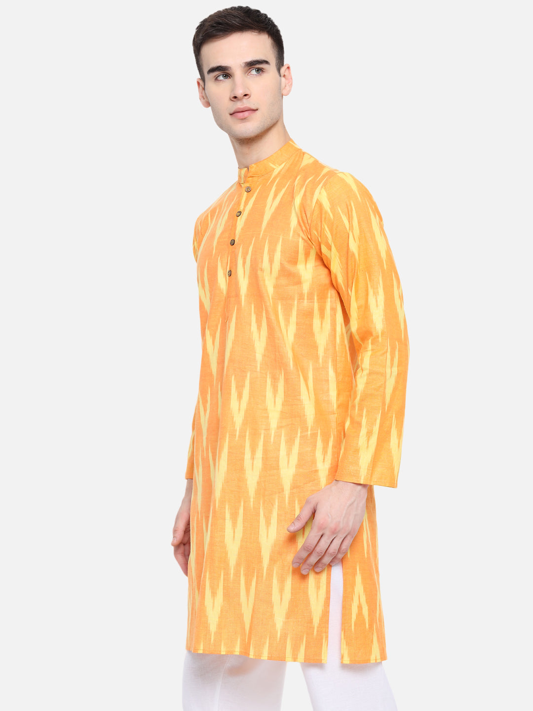 Kurta For Men South Cotton Khadi Look in Mix Ikkat Patterns Kurta