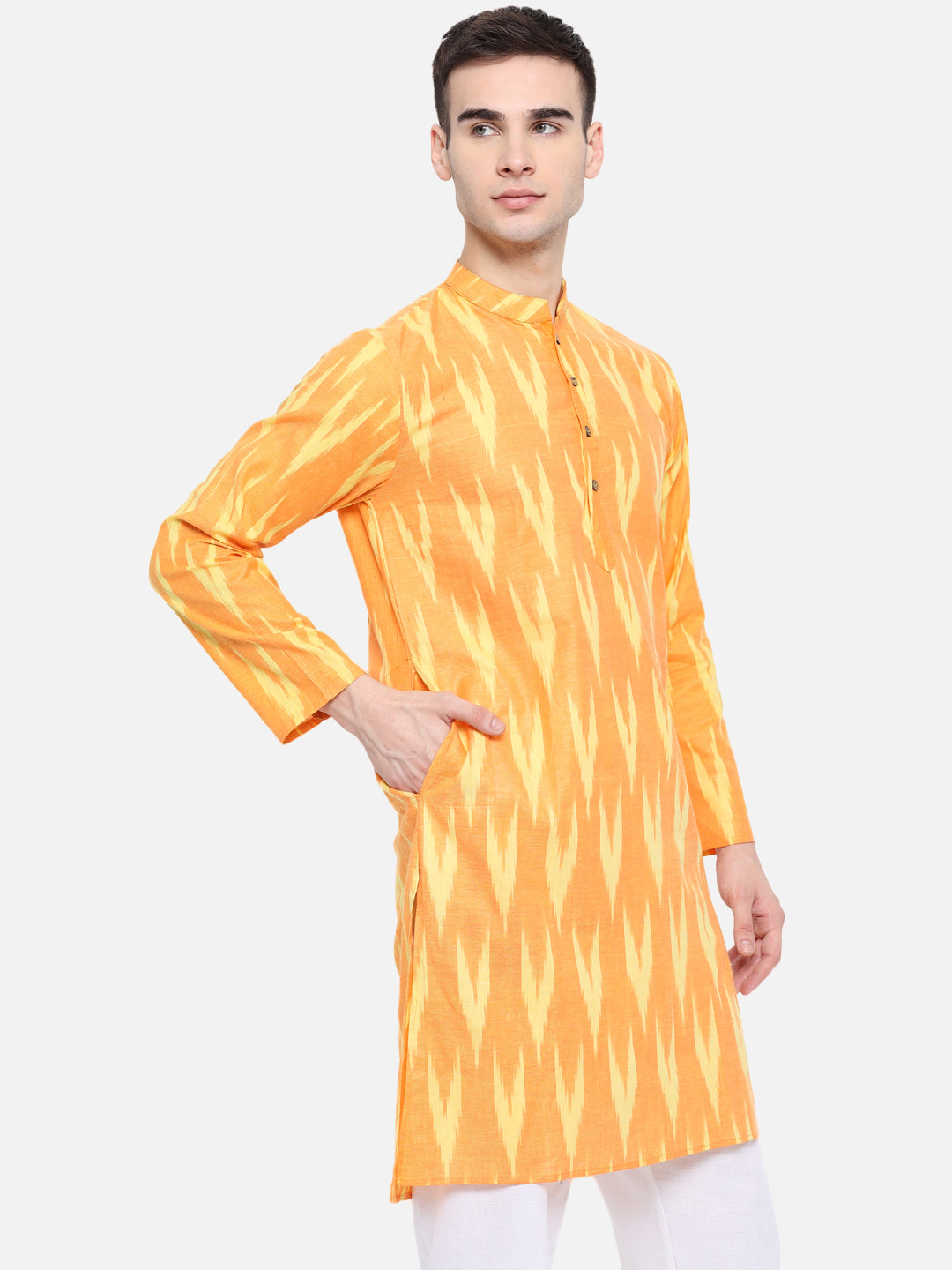 Kurta For Men South Cotton Khadi Look in Mix Ikkat Patterns Kurta