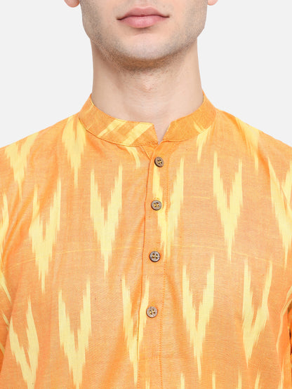Kurta For Men South Cotton Khadi Look in Mix Ikkat Patterns Kurta