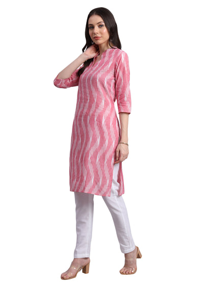 Vastraa Fusion Women's Pure Cotton Handloom Ikat Work Kurta/Kurti