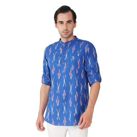 Vastraa Fusion Ikat Pattern Short Kurta For Men