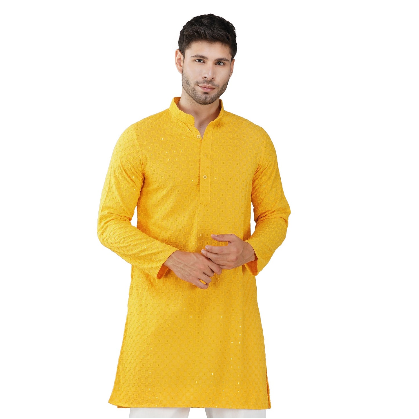 Kurta For Men Rayon Sequence Chikankari Embroidery Kurta