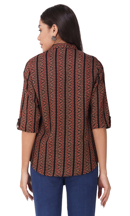 Vastraa Fusion" Cotton Block Printed Top for Girls/Women