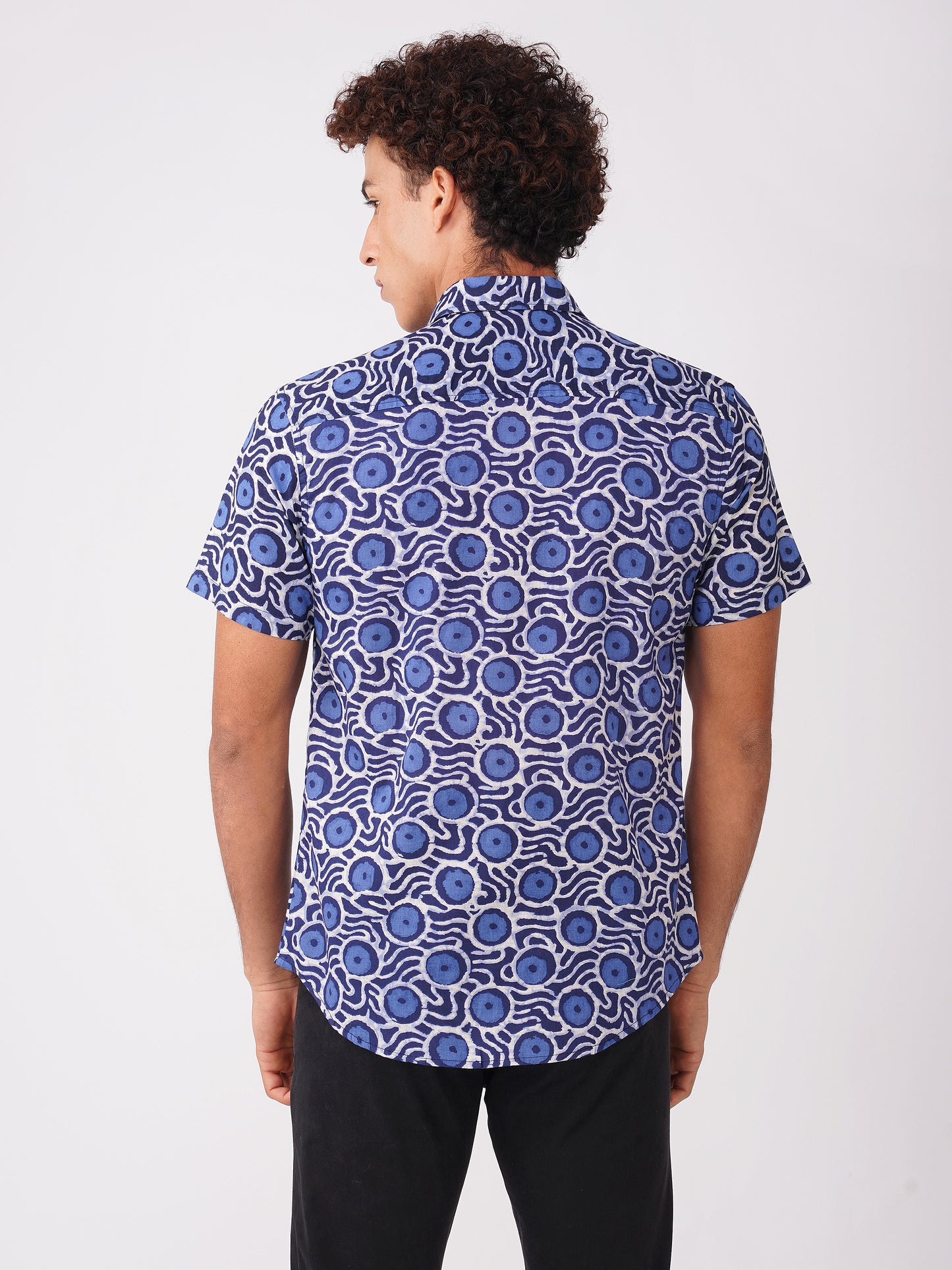 Vastraa Fusion Men's Block Print Cotton Summer Shirt