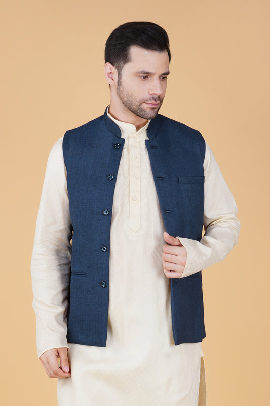Vastraa Fusion Men's Traditional Woolen Nehru Jacket Modi Waistcoat