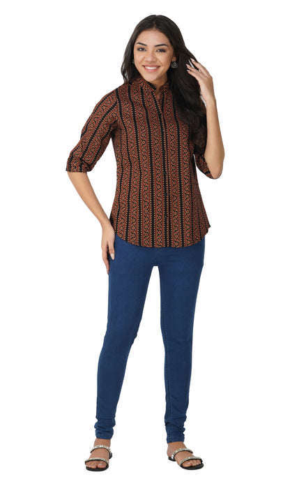 Vastraa Fusion" Cotton Block Printed Top for Girls/Women