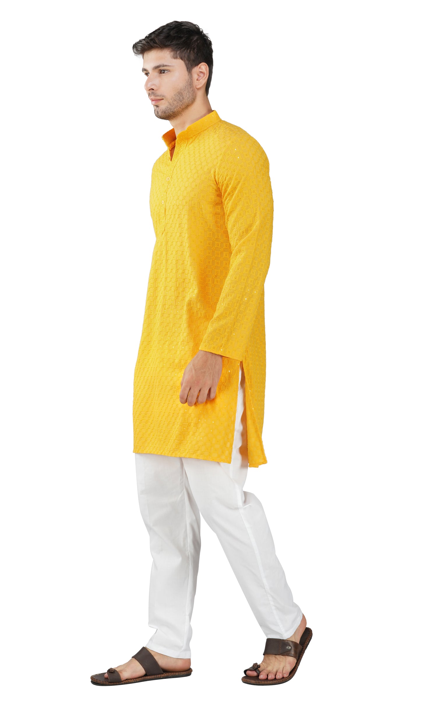 Kurta For Men Rayon Sequence Chikankari Embroidery Kurta