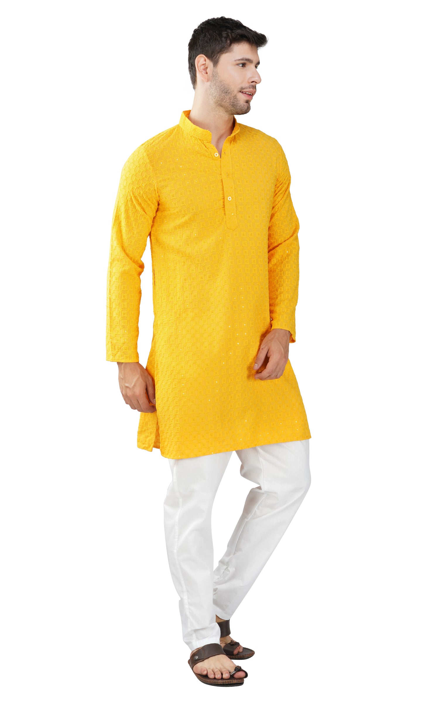 Kurta For Men Rayon Sequence Chikankari Embroidery Kurta