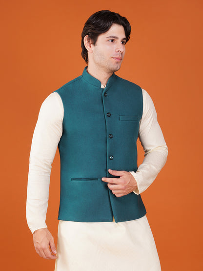 Vastraa Fusion Men's Traditional Woolen Nehru Jacket Modi Waistcoat