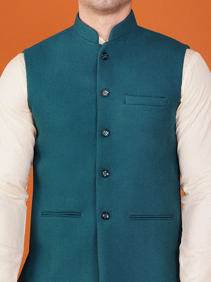 Vastraa Fusion Men's Traditional Woolen Nehru Jacket Modi Waistcoat