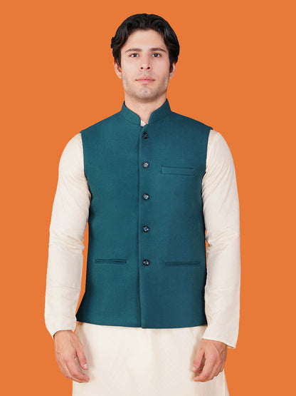 Vastraa Fusion Men's Traditional Woolen Nehru Jacket Modi Waistcoat