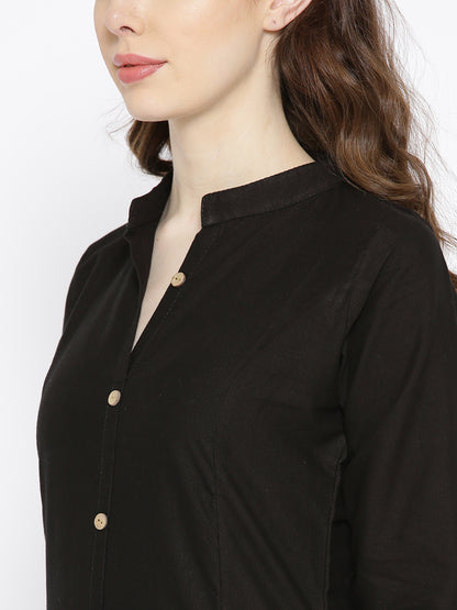 Vastraa Fusion Women's Pure Cotton Solid Button Kurti