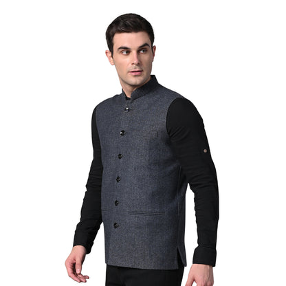 Vatsraa Fusion Modi Jacket Waistcoat Solid Pattern Woolen Nehru Jacket