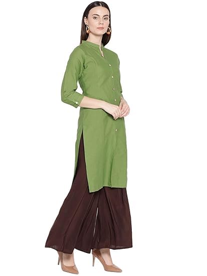 Vastraa Fusion Women's Pure Cotton Solid Button Kurti