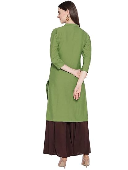 Vastraa Fusion Women's Pure Cotton Solid Button Kurti