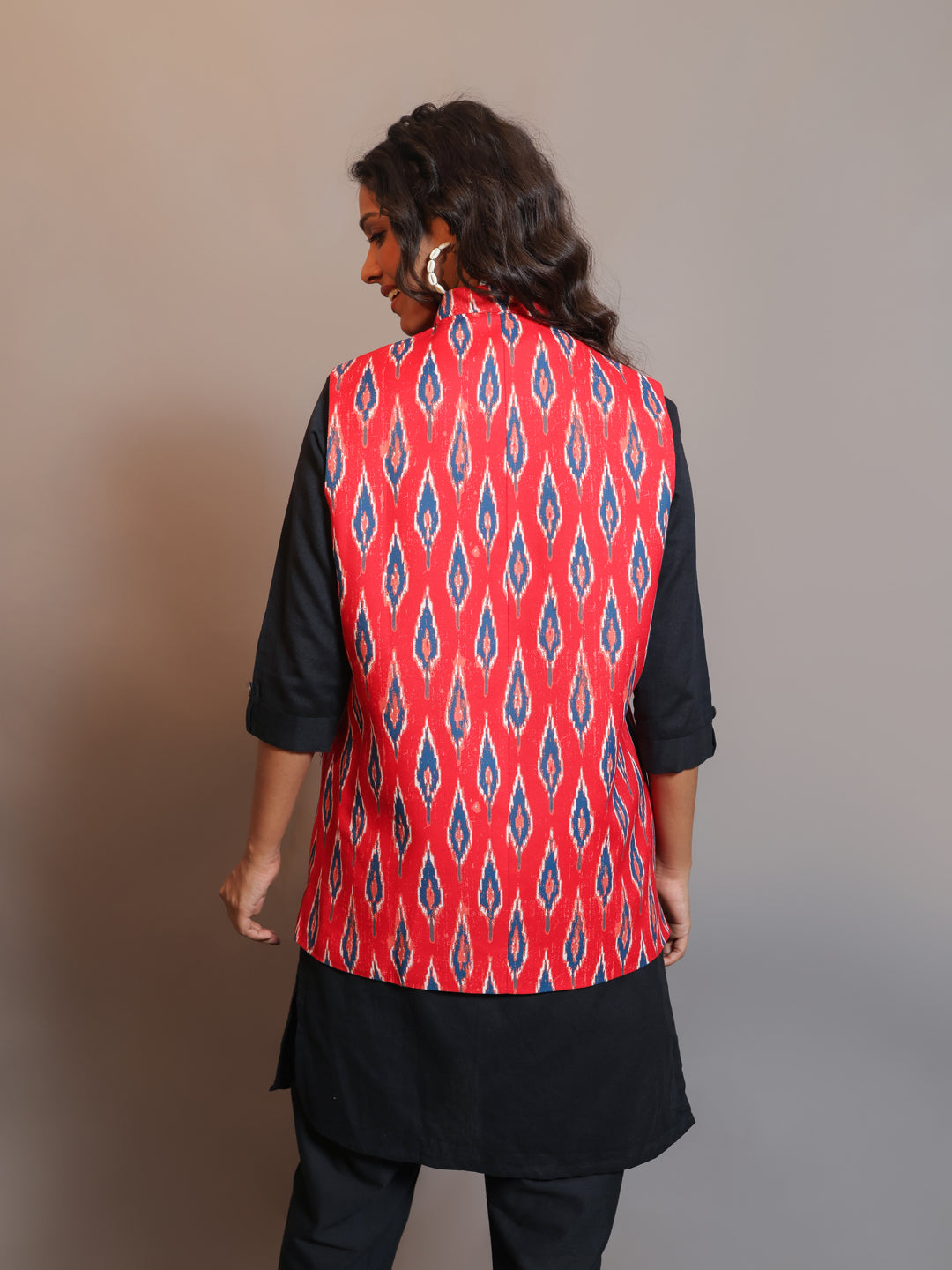 Digital Printed - Mango Silk Nehru Jacket Ladies Modi Jacket / Waistcoat