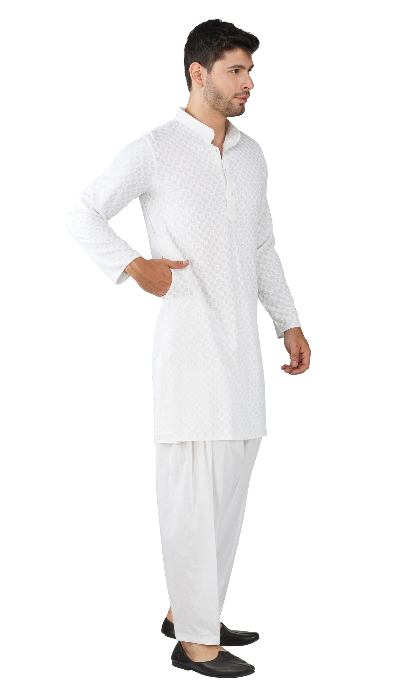 Kurta For Men Rayon Sequence Chikankari Embroidery Kurta