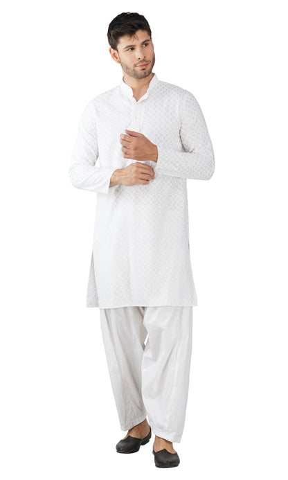 Kurta For Men Rayon Sequence Chikankari Embroidery Kurta