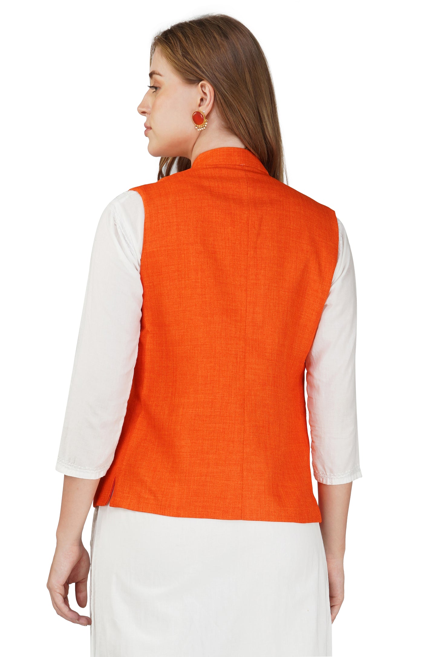 Vastraa Fusion Ladies Modi Jacket / Waistcoat - Plain Solid Colors - Cotton Mix Nehru Jacket