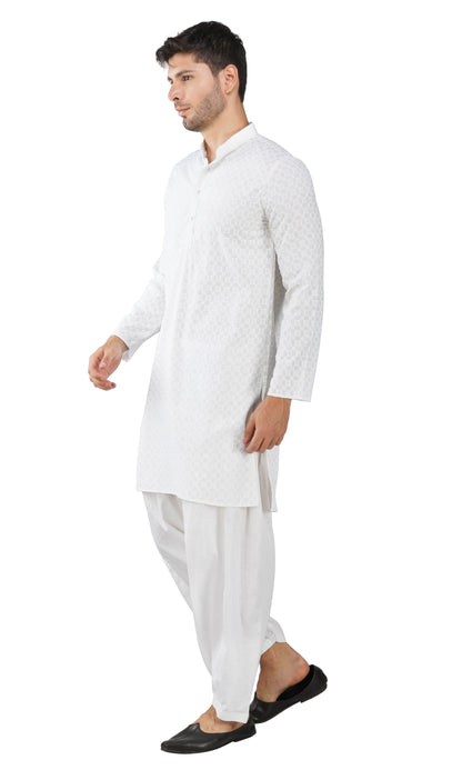 Kurta For Men Rayon Sequence Chikankari Embroidery Kurta