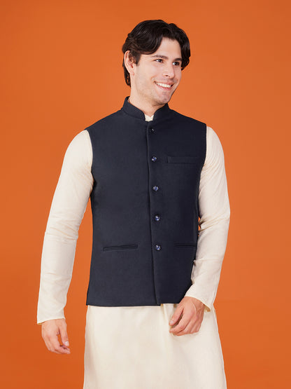 Vastraa Fusion Men's Traditional Woolen Nehru Jacket Modi Waistcoat
