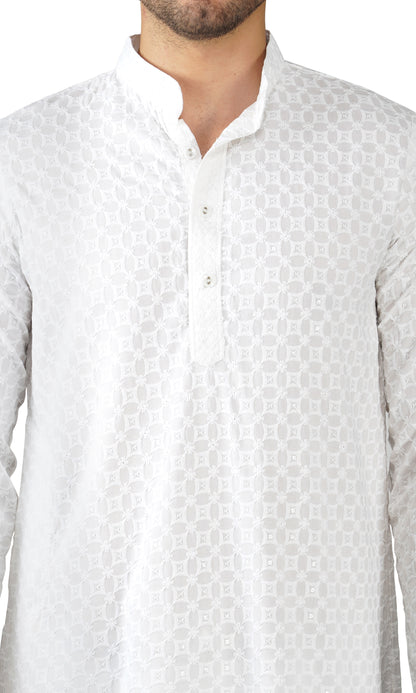 Kurta For Men Rayon Sequence Chikankari Embroidery Kurta