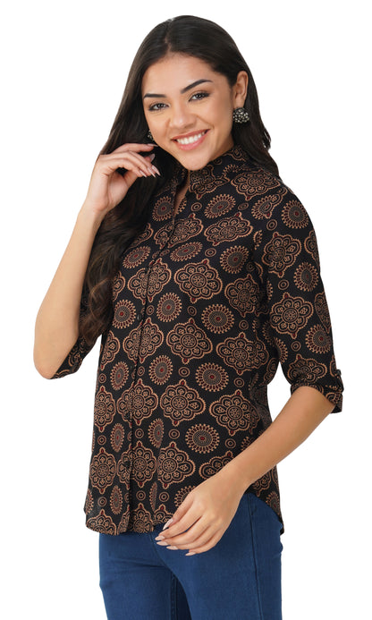 Vastraa Fusion" Cotton Block Printed Top for Girls/Women