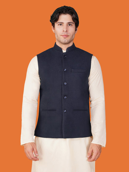 Vastraa Fusion Men's Traditional Woolen Nehru Jacket Modi Waistcoat