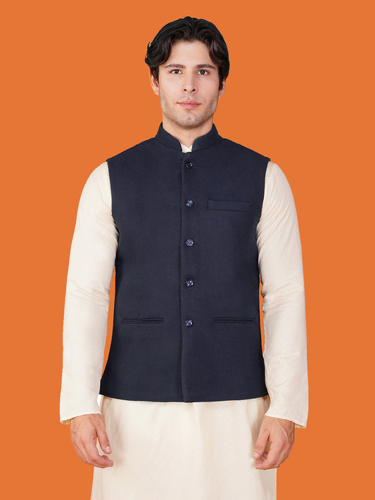 Vastraa Fusion Men's Traditional Woolen Nehru Jacket Modi Waistcoat