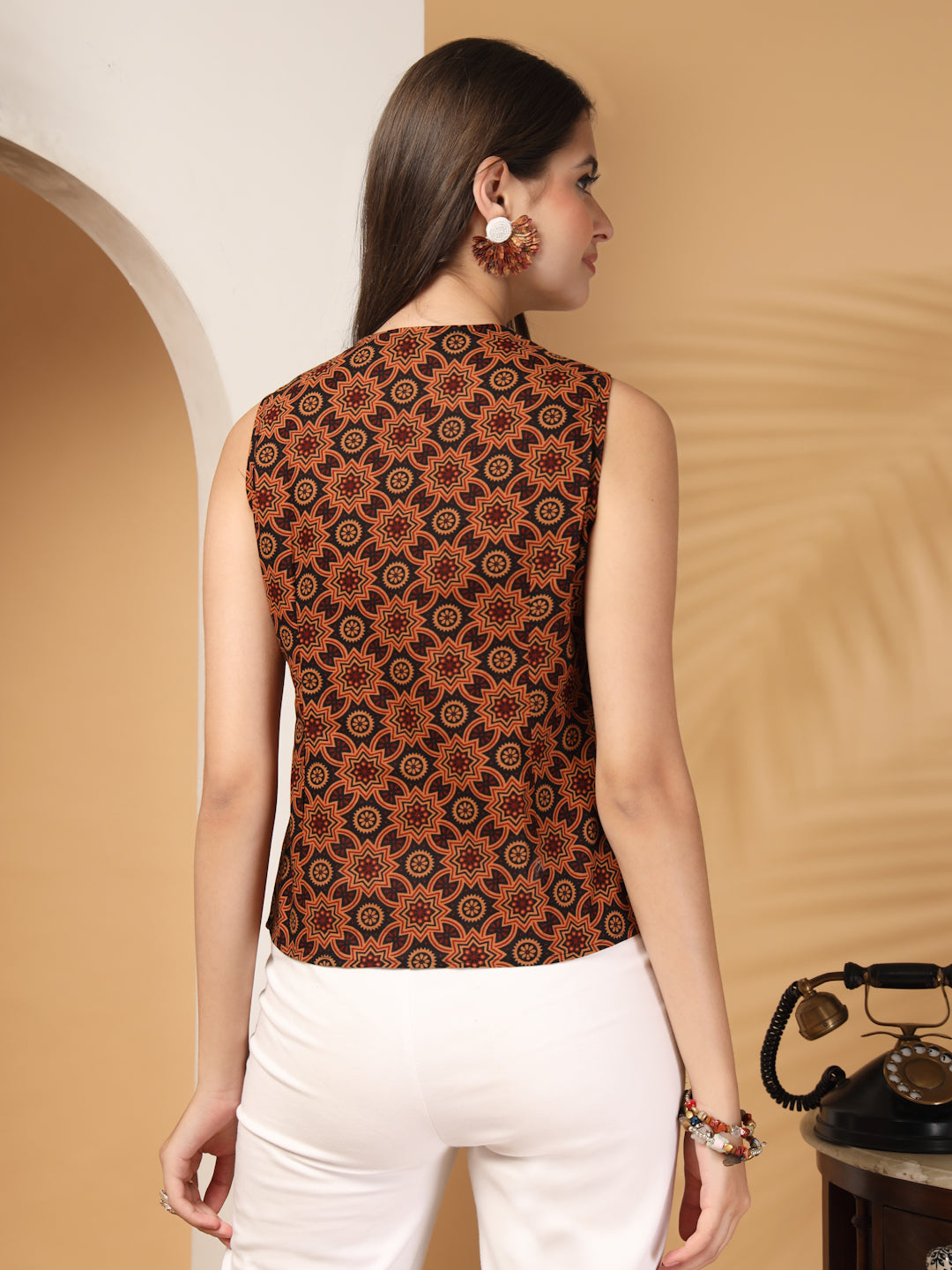 Women Floral Print Sleeveless Top