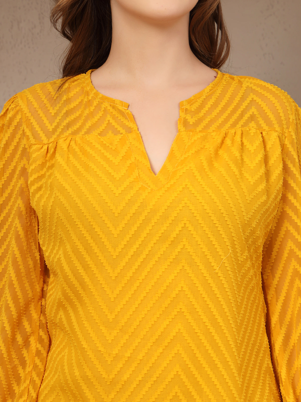 Vastraa Fusion Women's Georgette A-Line Dress with Cotton Lining Chevron Pattern