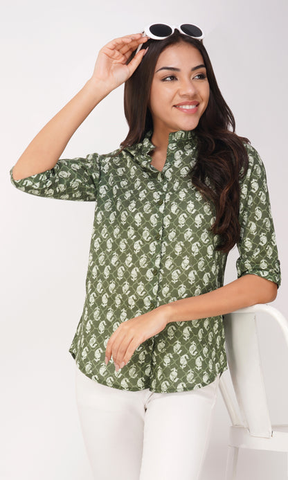 Vastraa Fusion" Cotton Block Printed Top for Girls/Women